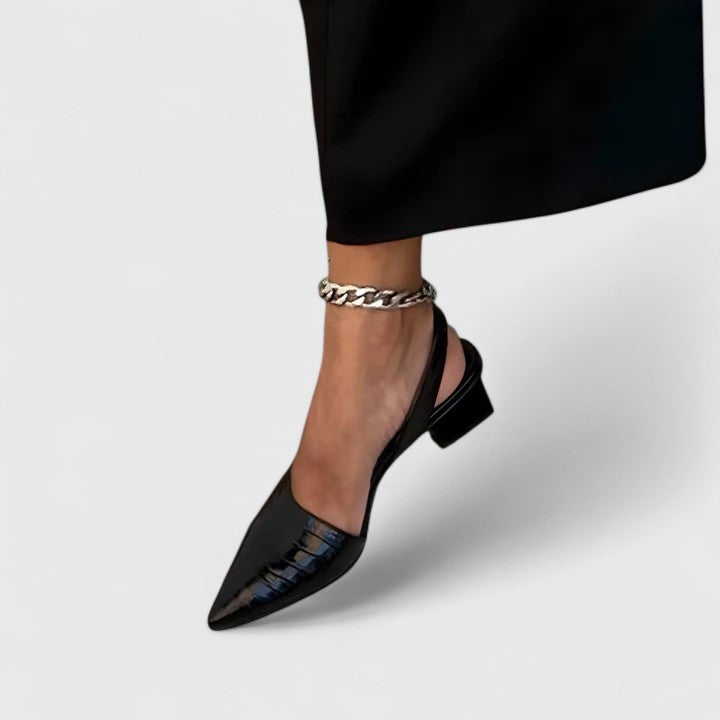 Womens Croc Embossed Slingback Pumps