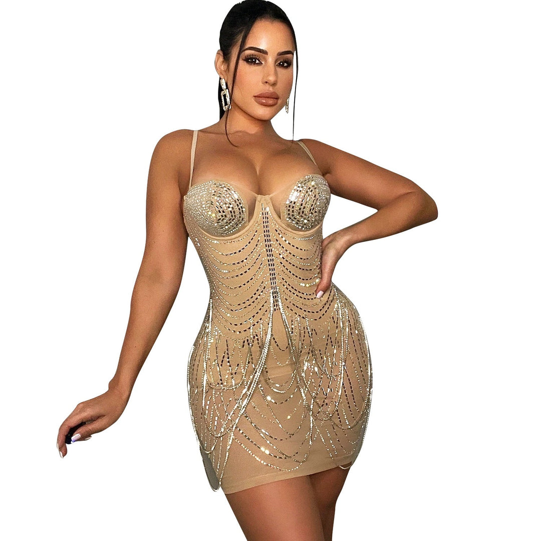 Amelia | Rhinestone Fringe Mini Cocktail Dress