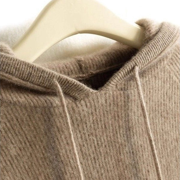 Women's Ribbed Hooded Jumper with Drawstring