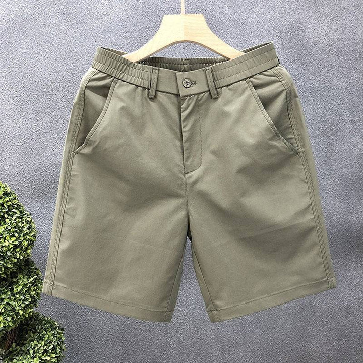 Men's Elastic Waist Chino Shorts with Button Tab Closure