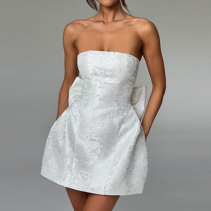 Sophia | Elegant Strapless Bow Detail Cocktail Dress