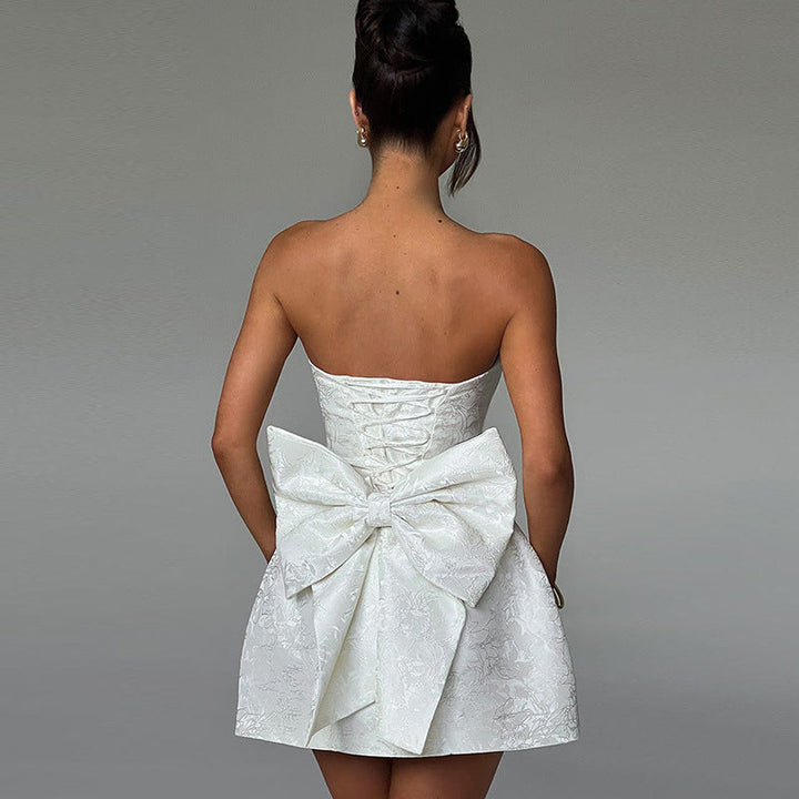 Sophia | Elegant Strapless Bow Detail Cocktail Dress