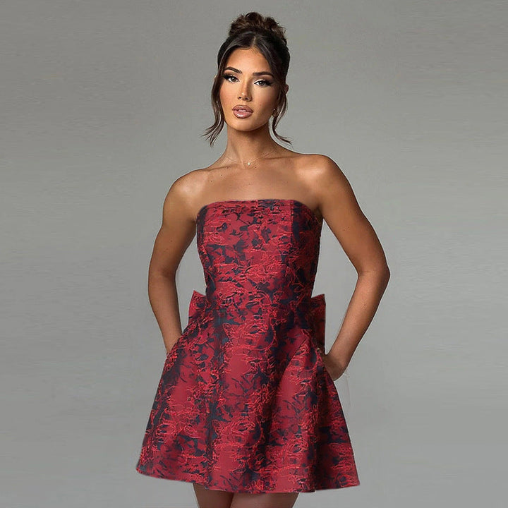 Sophia | Elegant Strapless Bow Detail Cocktail Dress