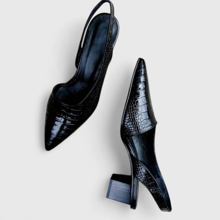 Womens Croc Embossed Slingback Pumps