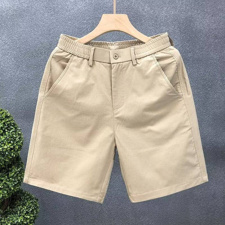 Men's Elastic Waist Chino Shorts with Button Tab Closure