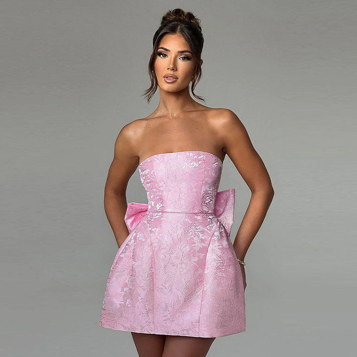 Sophia | Elegant Strapless Bow Detail Cocktail Dress