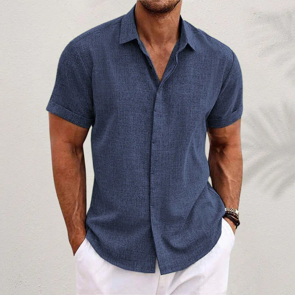 Men's Short-Sleeve Linen Shirt in Regular Fit