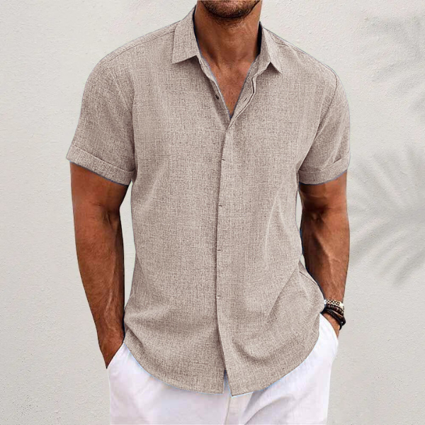 Men's Linen Shirt with Short Sleeves