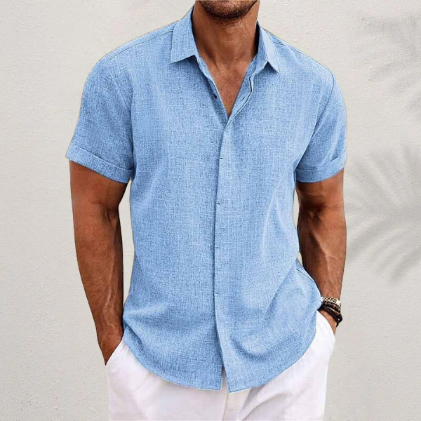 Men's Short-Sleeve Linen Shirt in Regular Fit