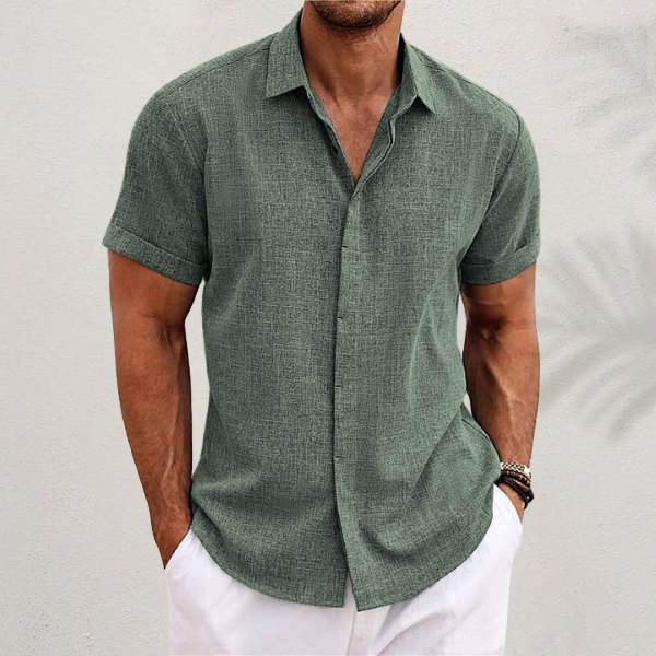Men's Short-Sleeve Linen Shirt in Regular Fit