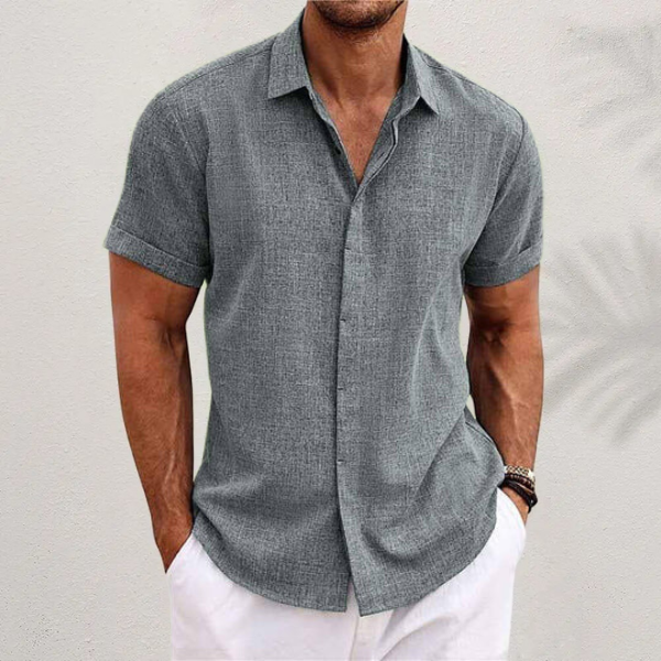 Men's Short-Sleeve Linen Shirt in Regular Fit