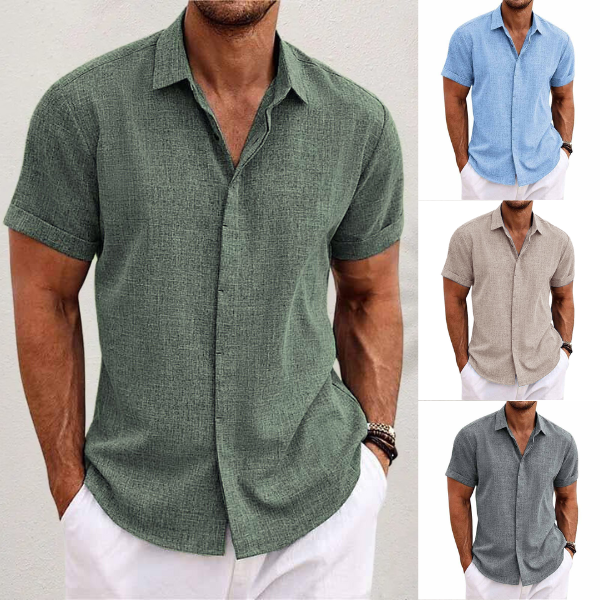 Men's Linen Shirt with Short Sleeves