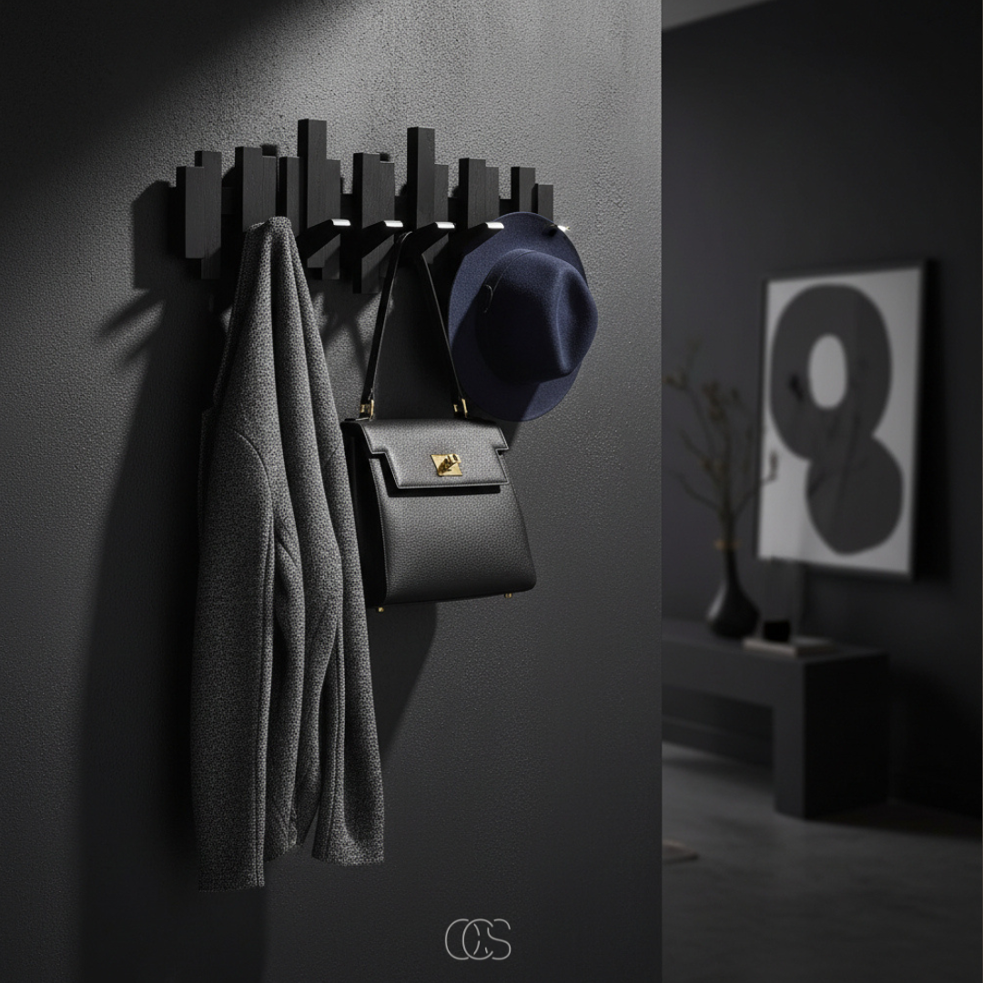 Wooden Wall Mounted Coat Rack with Foldable Hooks