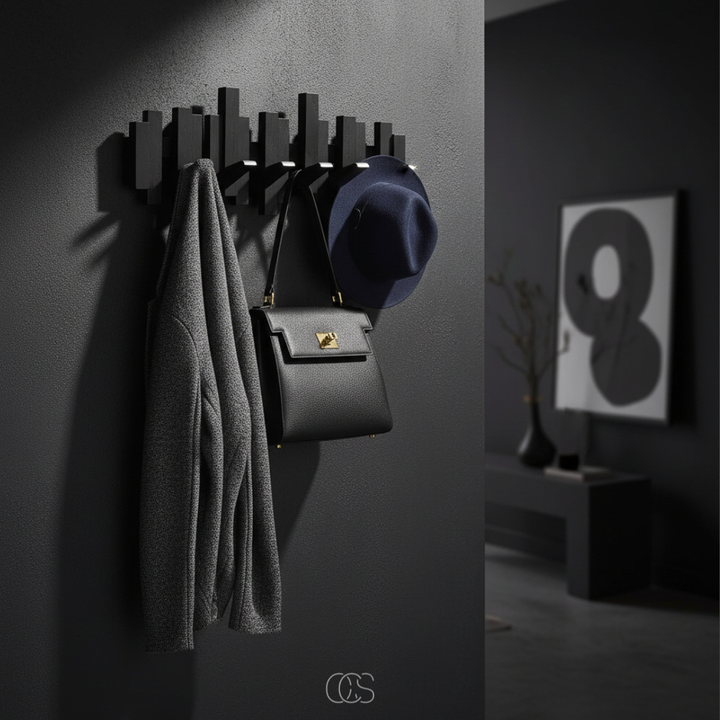 Wooden Wall Mounted Coat Rack with Foldable Hooks