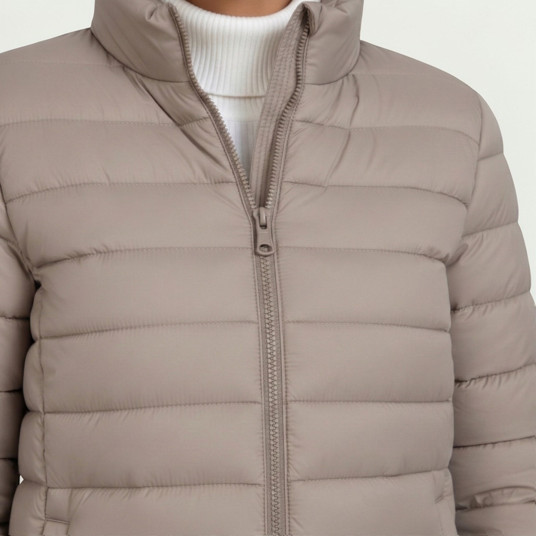 Quilted Zip Puffer Jacket for Women