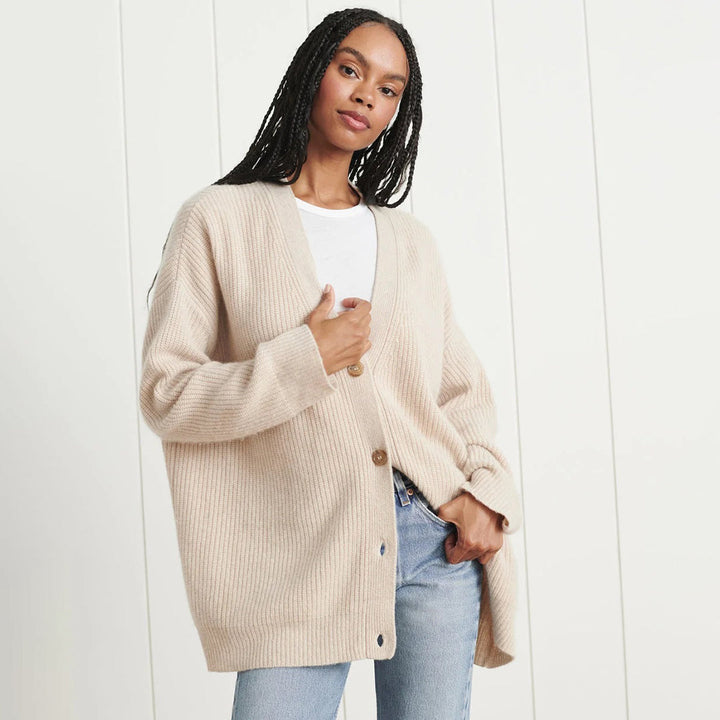 Oversized V Neck Knit Cardigan