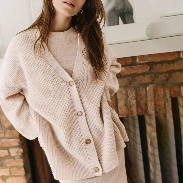 Oversized V Neck Knit Cardigan