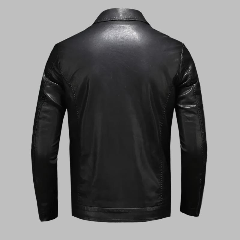Men's Leather Jacket with Zip Front