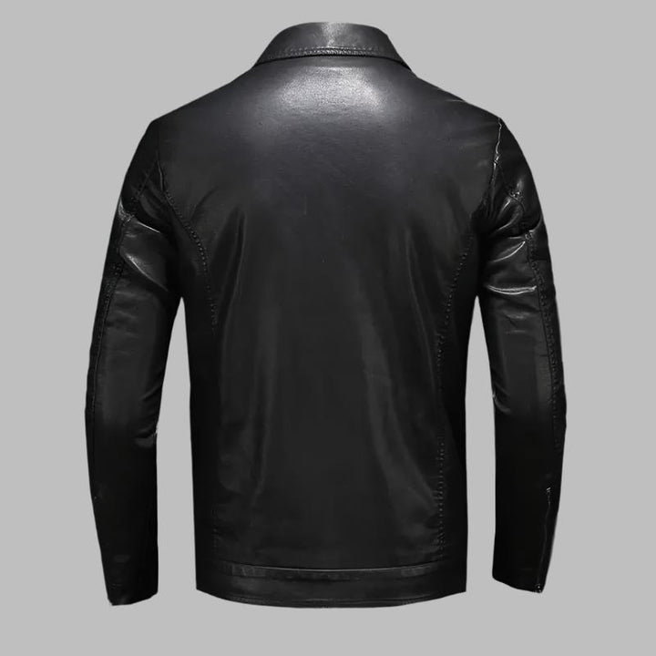 Men's Leather Jacket with Zip Front