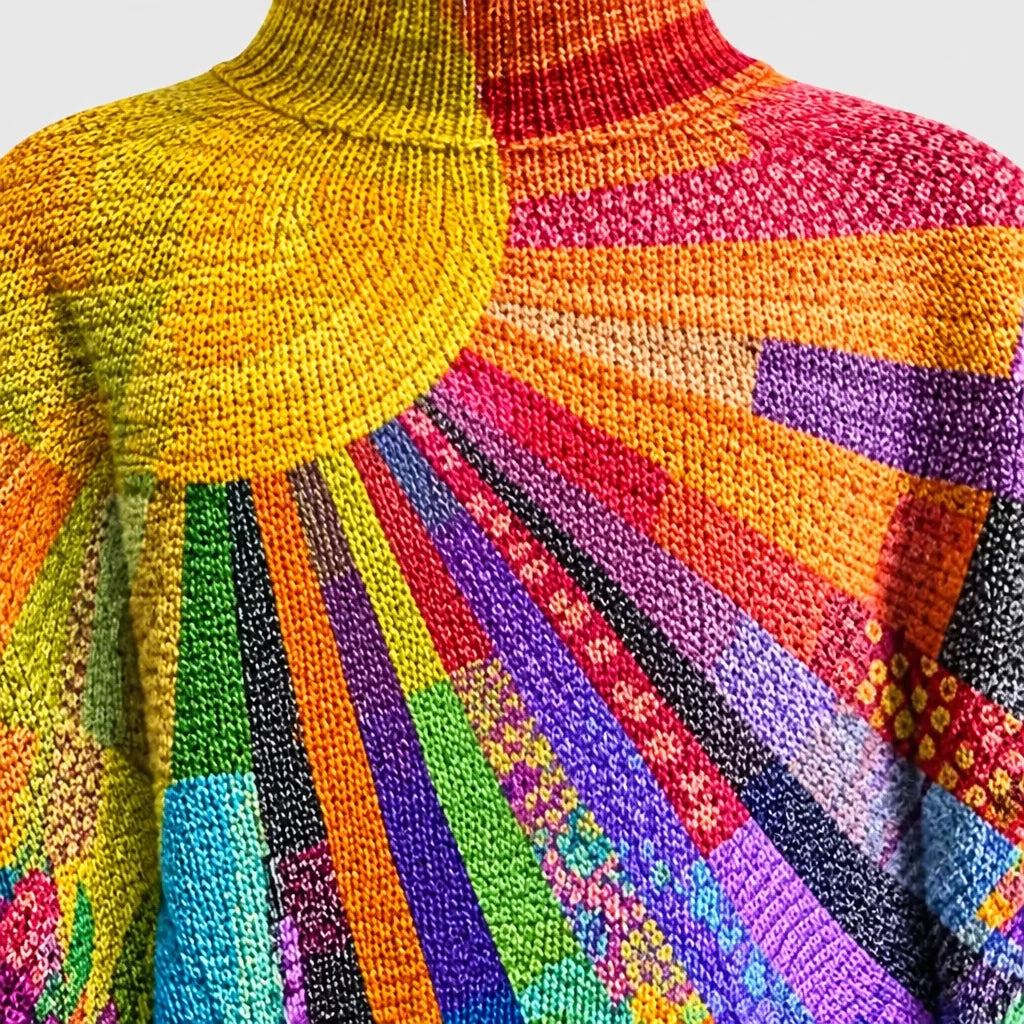 Women's Printed Roll Neck Jumper in Relaxed Fit