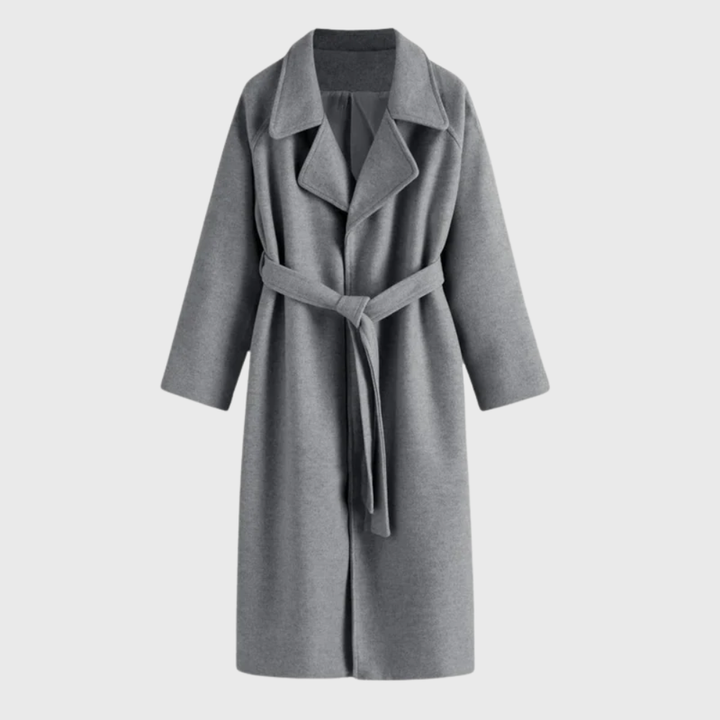Women's Longline Wool Wrap Coat with Tie Belt