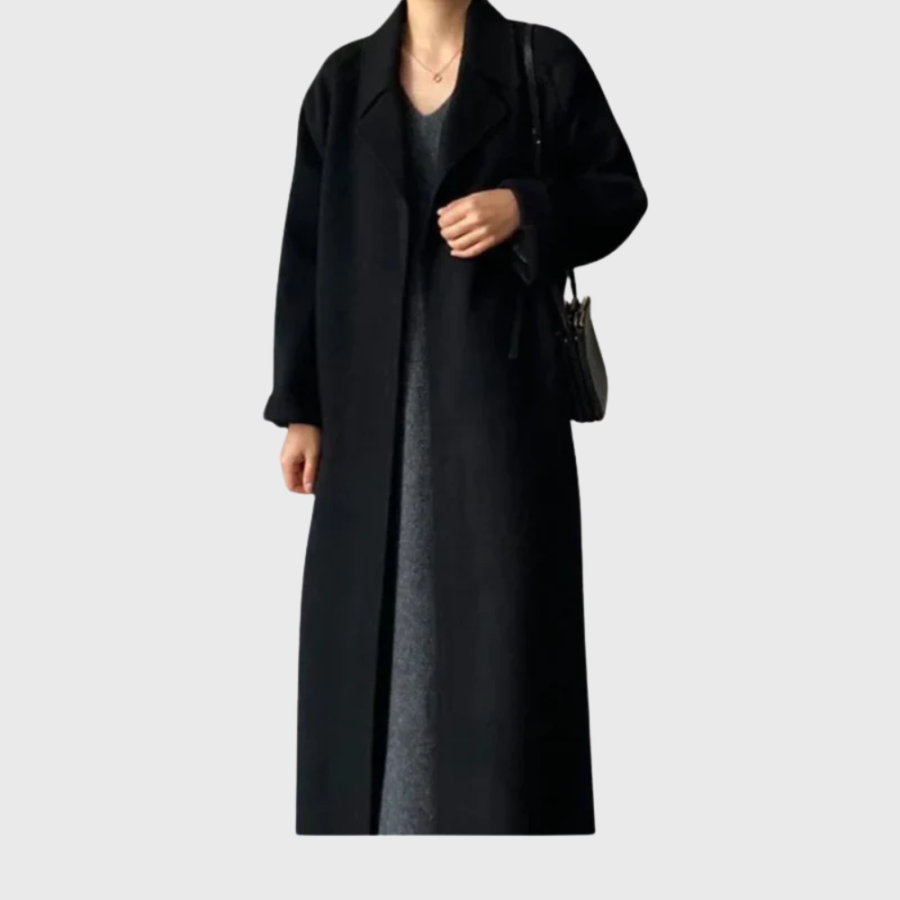 Women's Longline Wool Wrap Coat with Tie Belt