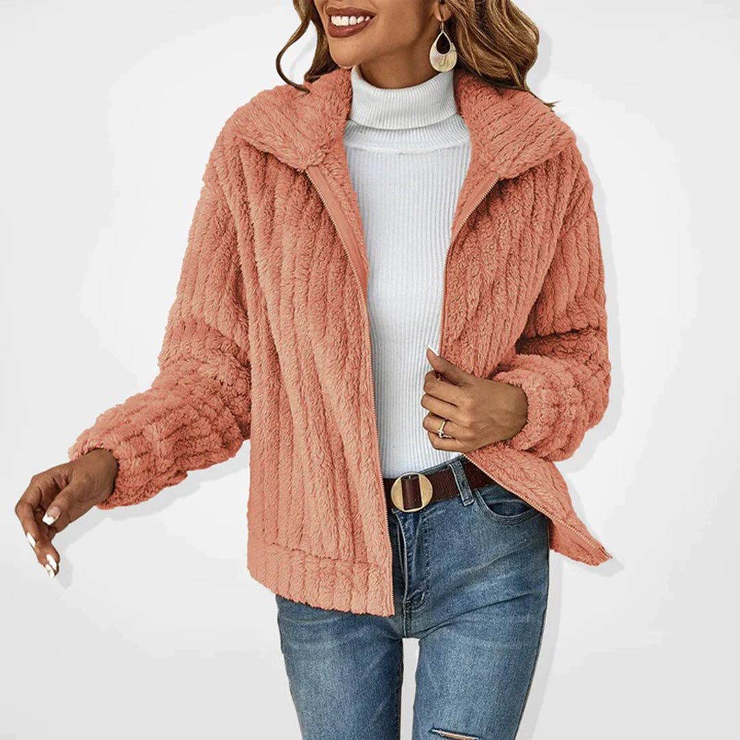 Elara | Cozy Textured Zip-Front Fleece Jacket