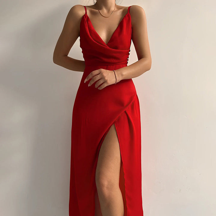 Elodie | Strappy V-Neck Evening Maxi Dress