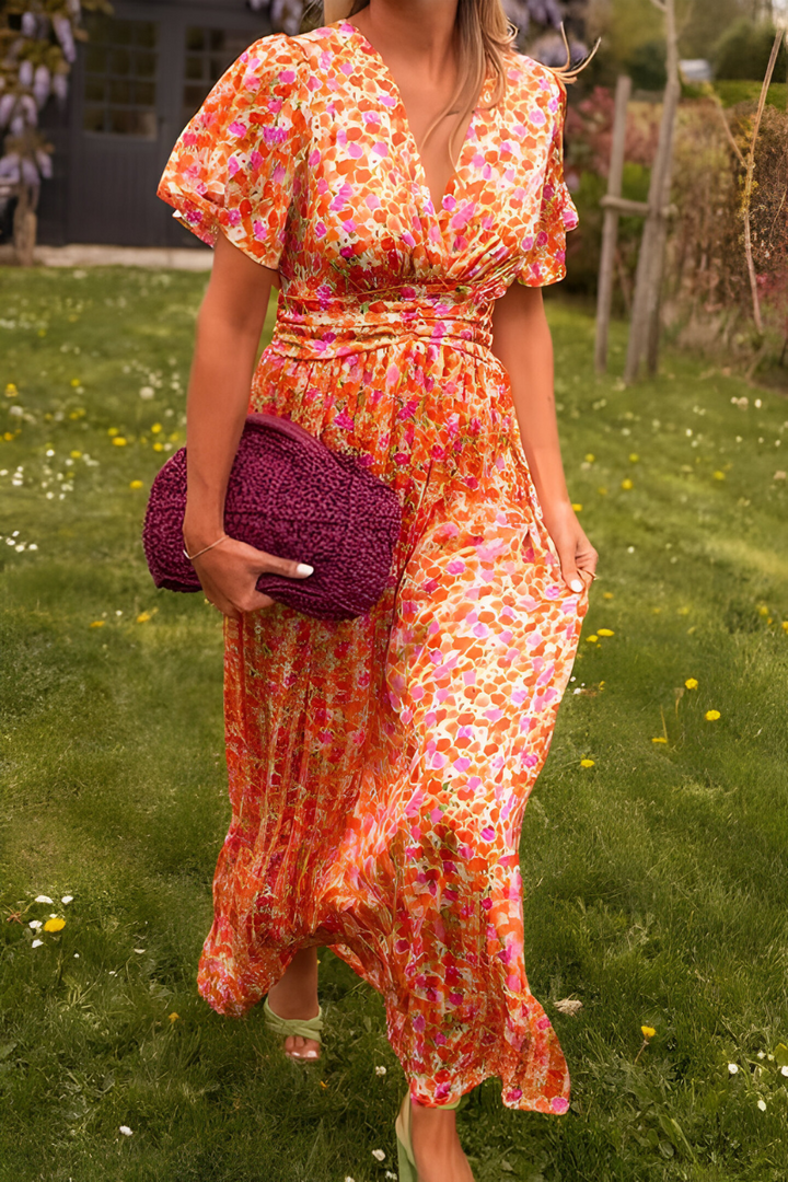 Leona | Floral Wrap V-Neck Maxi Dress