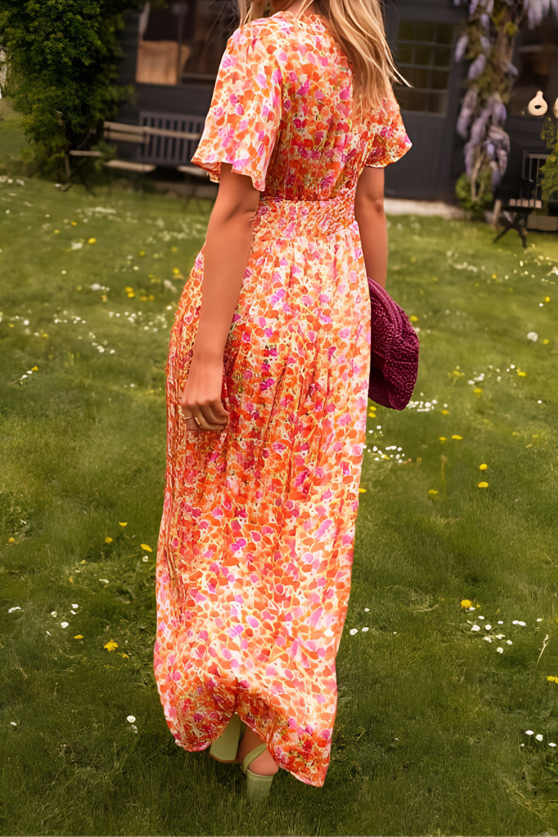 Leona | Floral Wrap V-Neck Maxi Dress