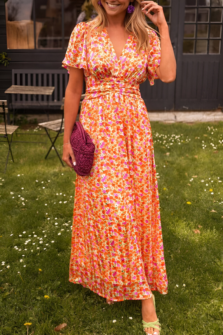 Leona | Floral Wrap V-Neck Maxi Dress