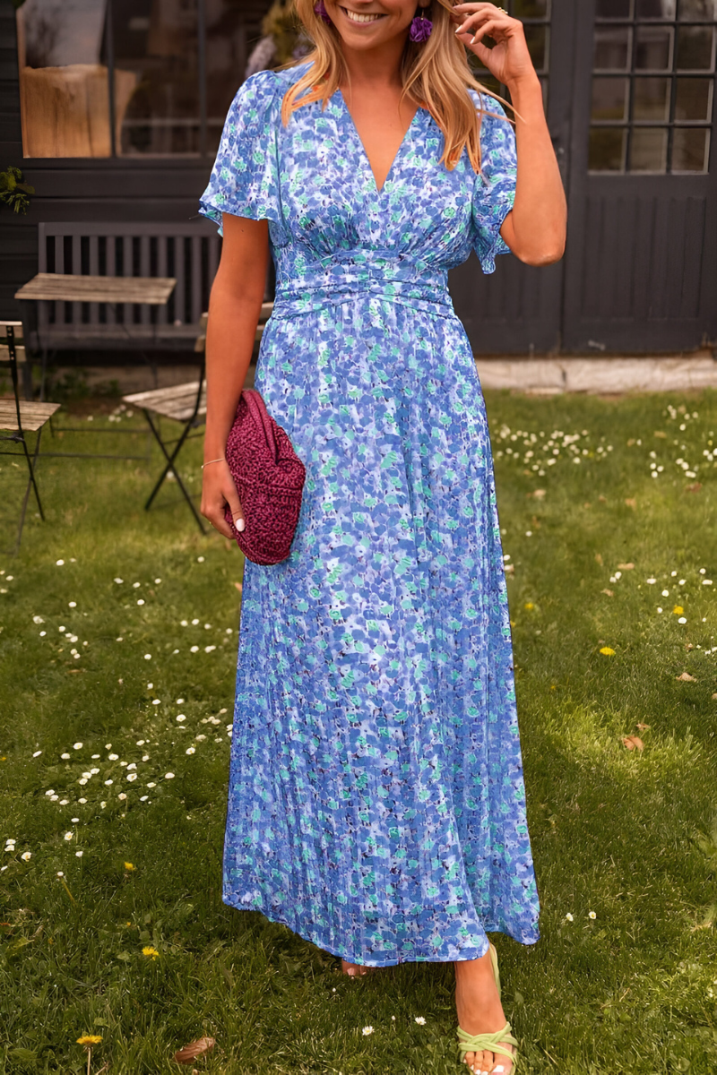Leona | Floral Wrap V-Neck Maxi Dress