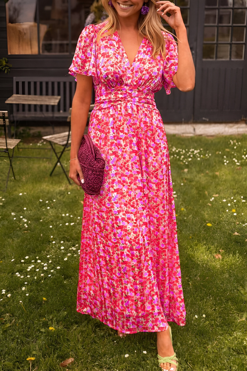 Leona | Floral Wrap V-Neck Maxi Dress