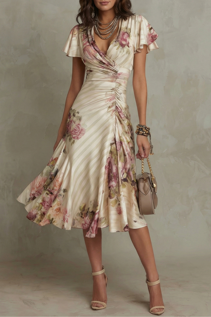 Matilda | Floral Ruched Wrap Midi Dress