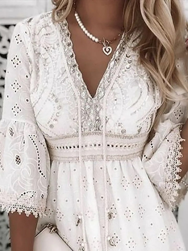 Arabella | Broderie Lace Boho Mini Dress