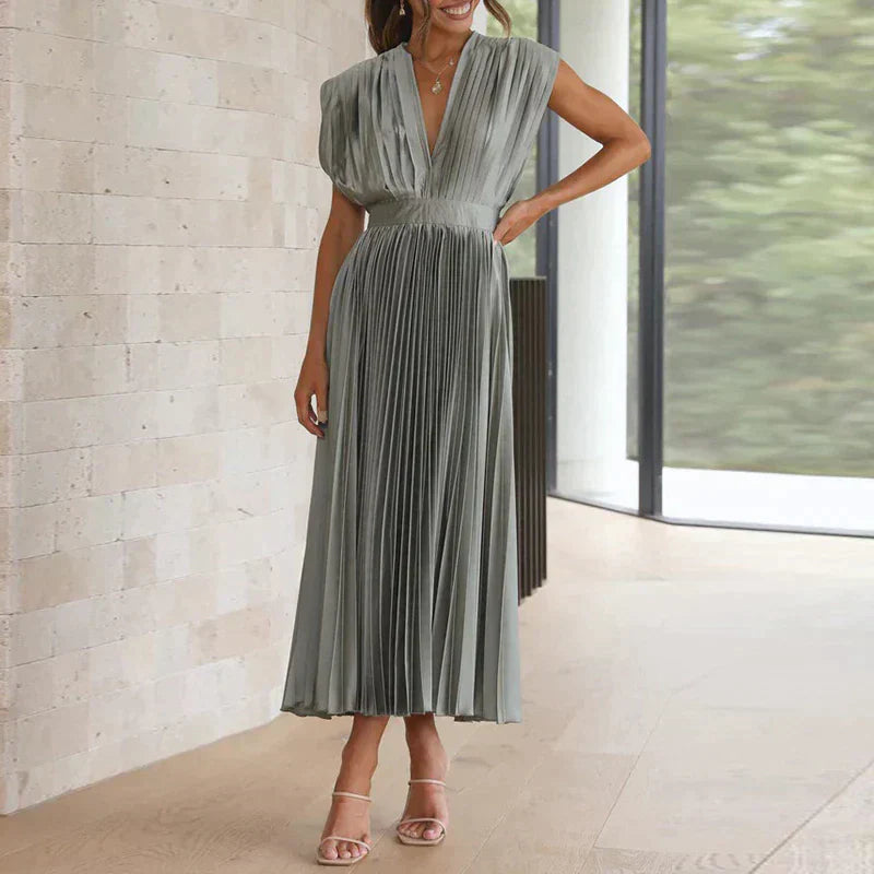Eliana | Flowing Pleated Occasion Midi Dress