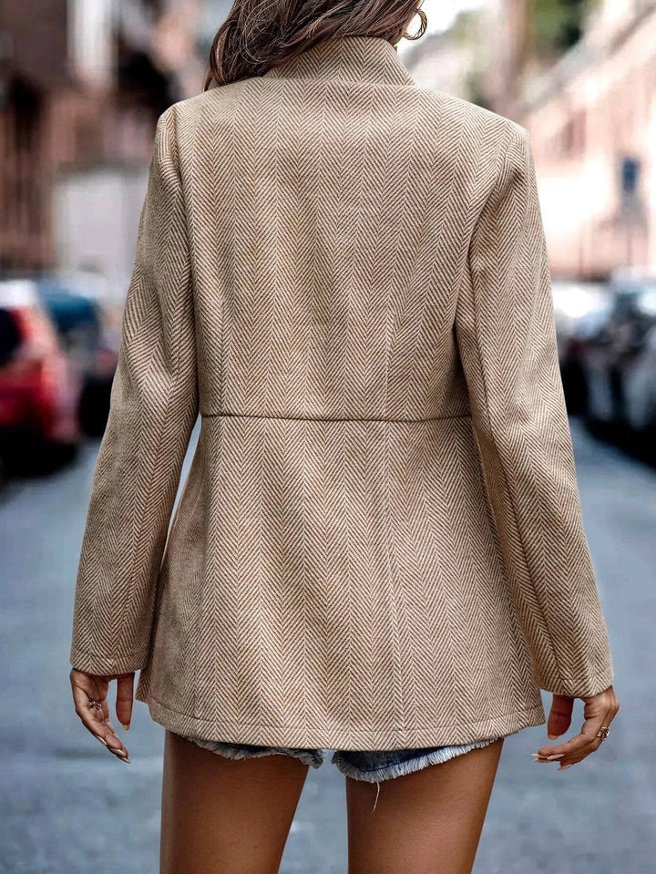 Women's Herringbone Tailored Blazer with Notched Lapel