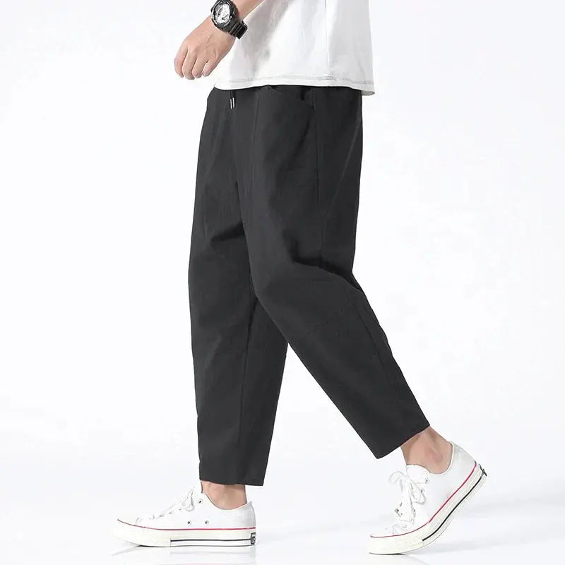 Men's Cropped Drawstring Harem Pants