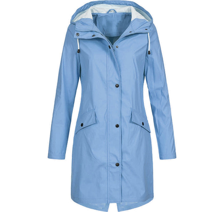 Women's Waterproof Hooded Longline Rain Jacket