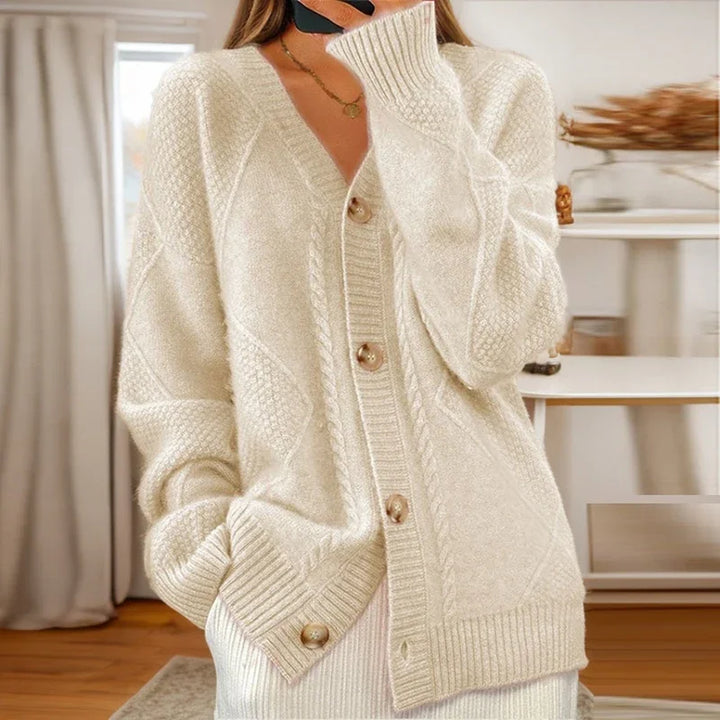 Fiona | Cable Knit Button Front Cardigan