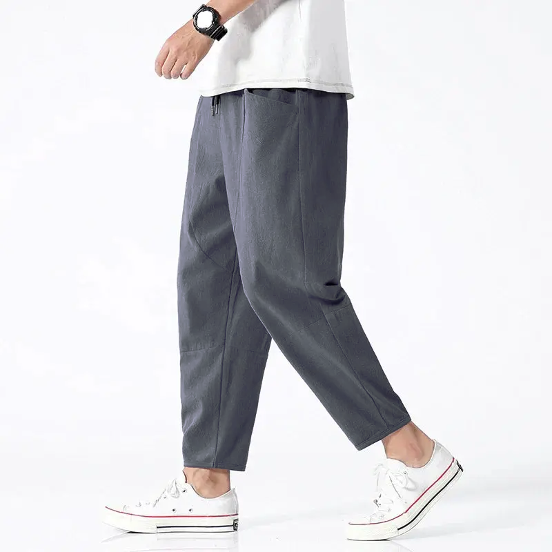 Men's Cropped Drawstring Harem Pants