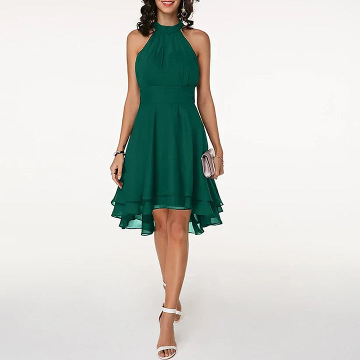 Amelia | Elegant Halter Neck Layered Cocktail Dress