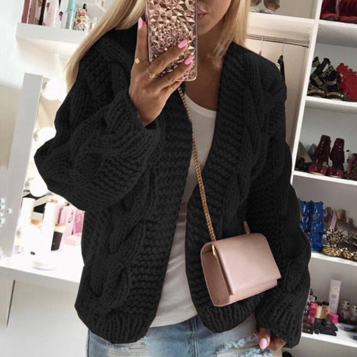 Sarah | Chunky Cable Knit Open Cardigan