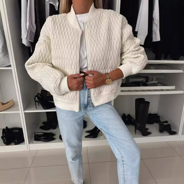 Sophie | Textured Quilted Bomber Jacket