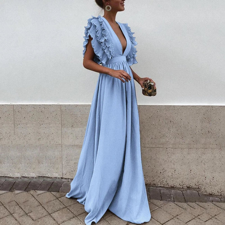 Victoria | Ruffle Sleeve Evening Maxi Dress