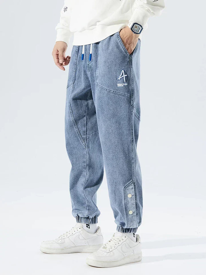 Men's Denim Jogger Jeans with Ribbed Cuff