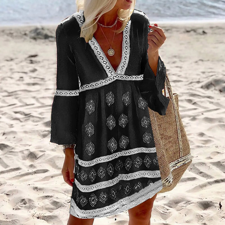 Olivia | Casual Boho V Neck Mini Dress