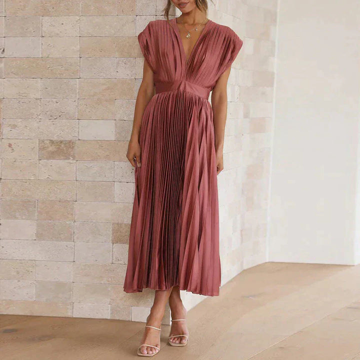 Eliana | Flowing Pleated Occasion Midi Dress