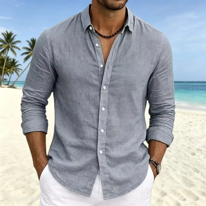 Men's Linen Long-Sleeve Resort Shirt