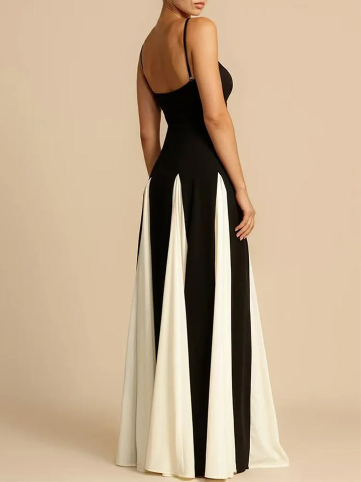 Women's Wedding Guest Maxi Dress with Contrast Panels